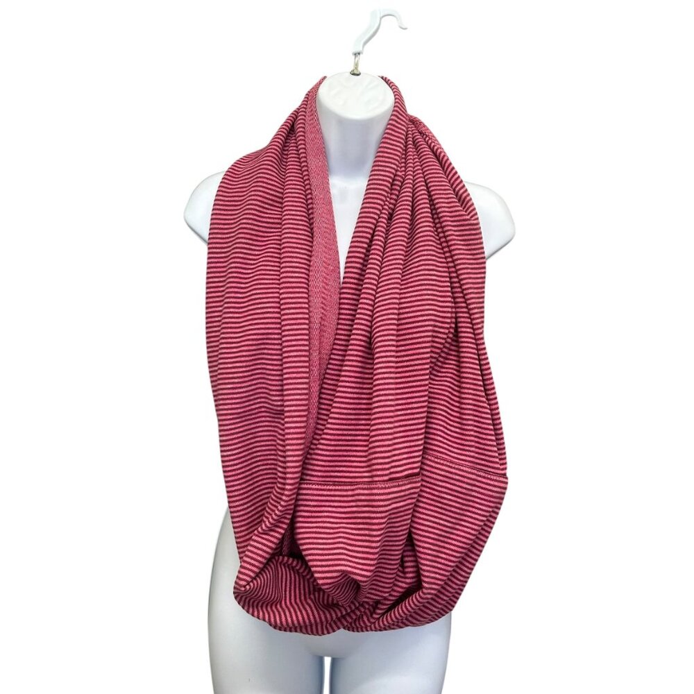 Lululemon Vinyasa Scarf Rulu Pink Striped Infinity Wrap Snaps